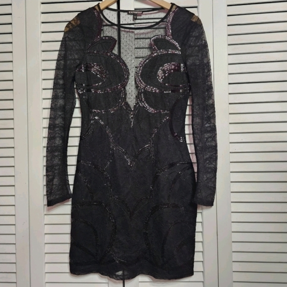 Express •‎ Sequin Beaded Lace Mini Dress